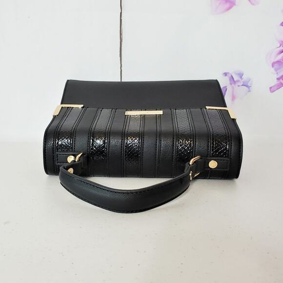 Dune London Embossed Patent Folded Front Vegan Leather Satchel Bag - Picture 4 of 10